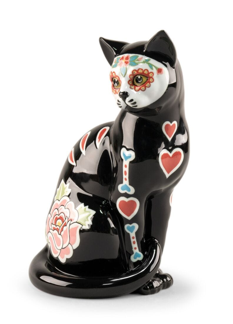 Lladro Catrina Cat Black - Araco Interiors
