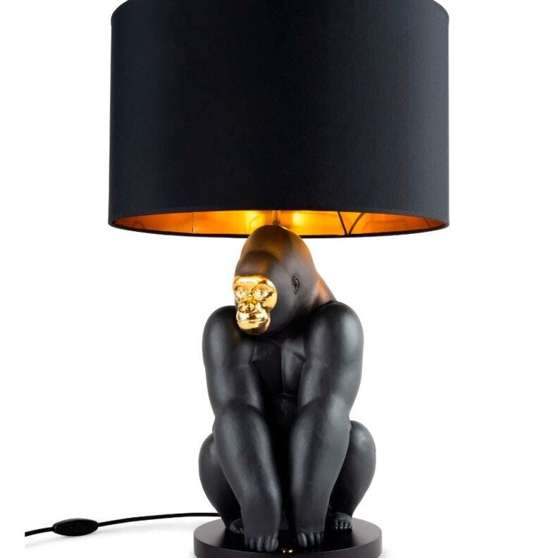 Lladro Gorilla lamp (black - gold) (UK) - Araco Interiors
