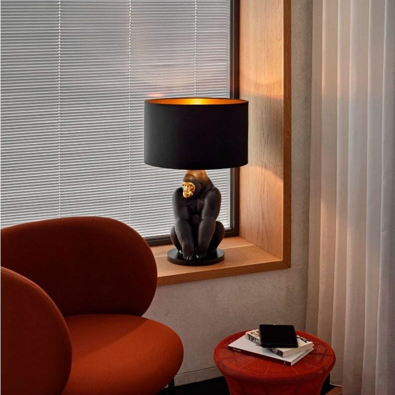 Lladro Gorilla lamp (black - gold) (UK) - Araco Interiors