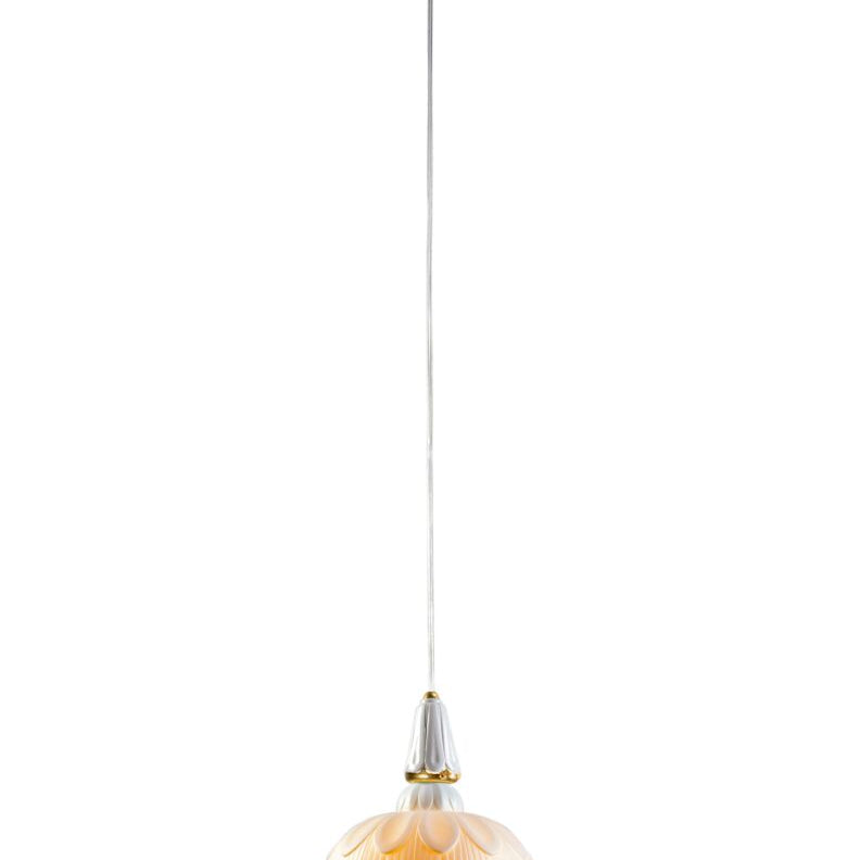 Lladró Ivy and Seed Single Ceiling Lamp (white - gold)(CE/UK/CCC - Araco Interiors