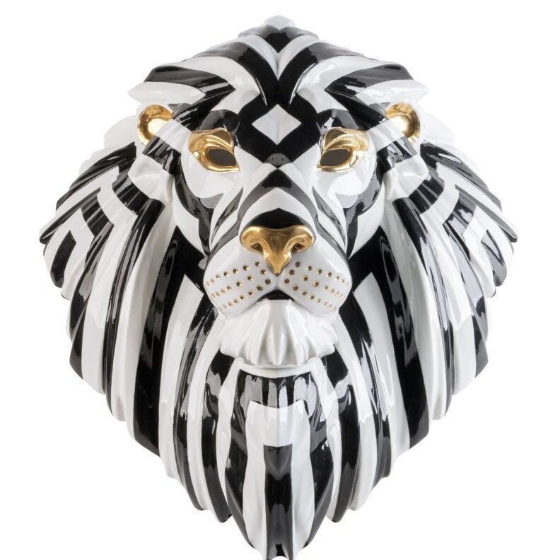 Lladro Lion mask (black - gold) - Araco Interiors