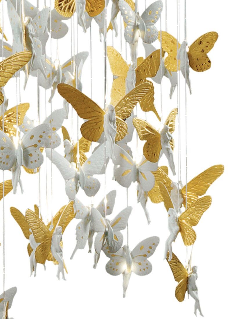 Lladro Niagara Chandelier 1,35m - gold (CE/UK) Golden - Araco Interiors