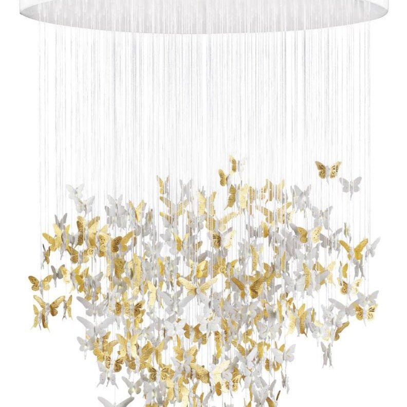 Lladro Niagara Chandelier 2m gold (CE/UK) White - Araco Interiors