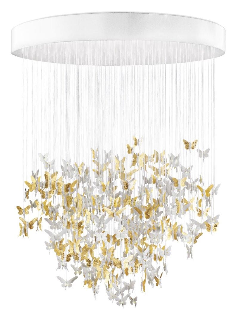 Lladro Niagara Chandelier 2m gold (CE/UK) White - Araco Interiors