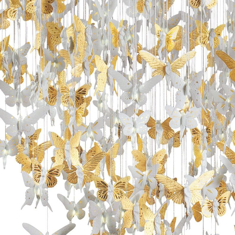 Lladro Niagara Chandelier 2m gold (CE/UK) White - Araco Interiors