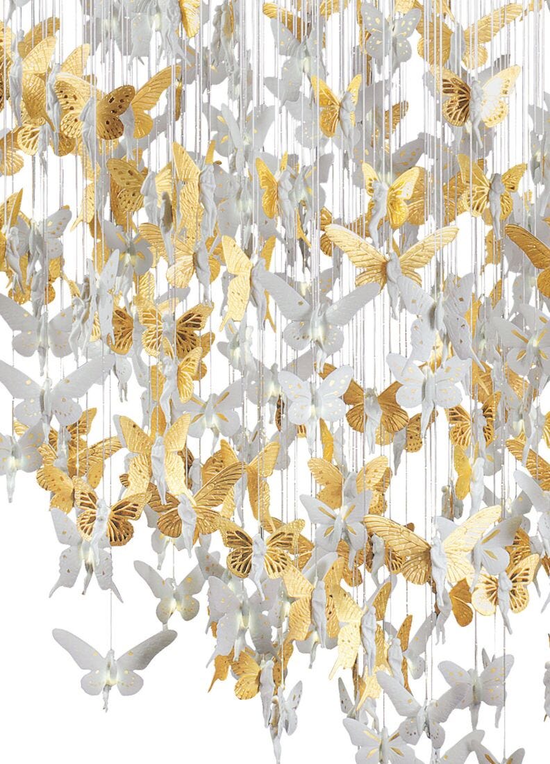 Lladro Niagara Chandelier 2m gold (CE/UK) White - Araco Interiors