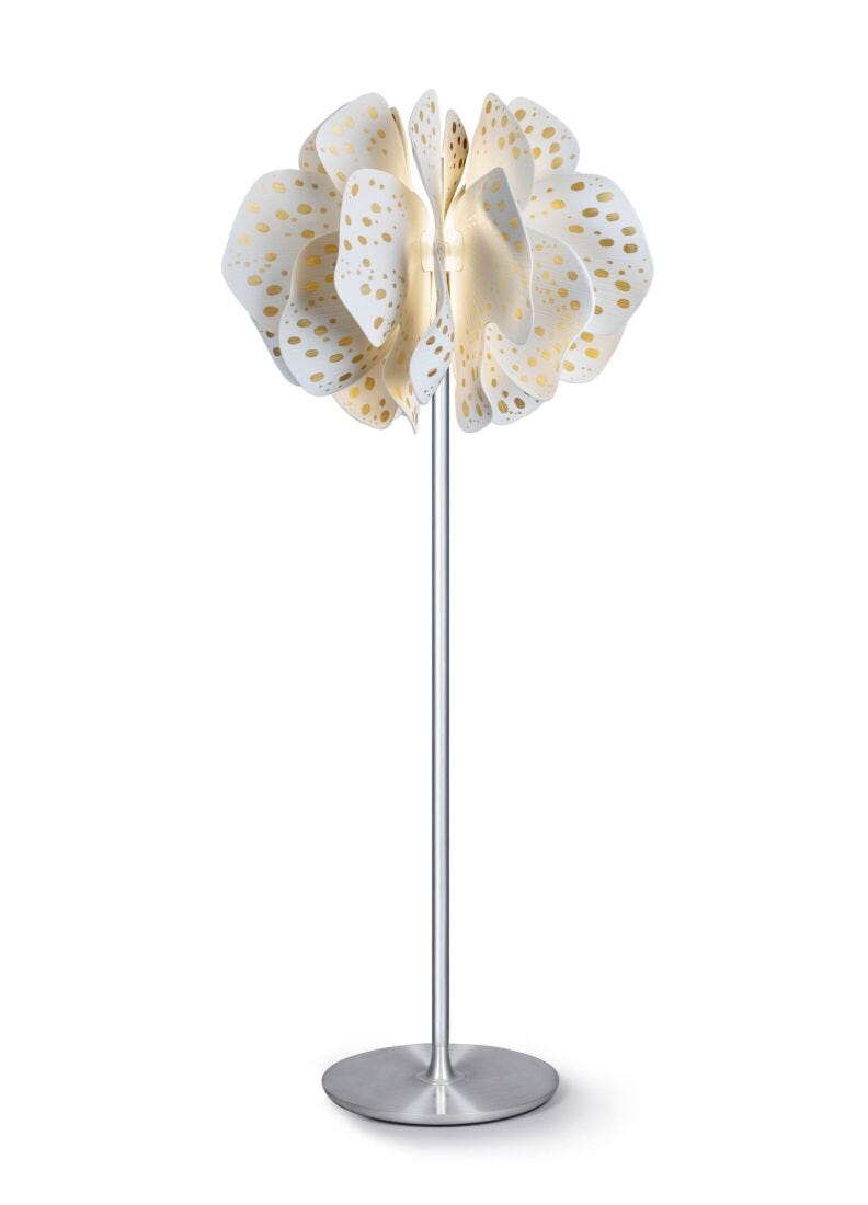 Lladro Nightbloom floor lamp (white - gold)(UK) - Araco Interiors