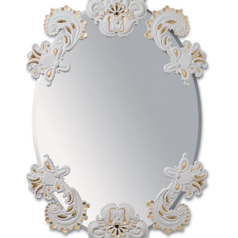 Lladro Oval mirror without frame (white / gold) White and Gold - Araco Interiors