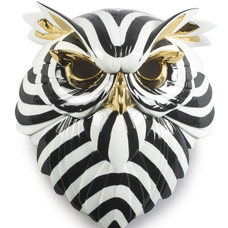Lladro Owl mask (black - gold) Black & Gold - Araco Interiors