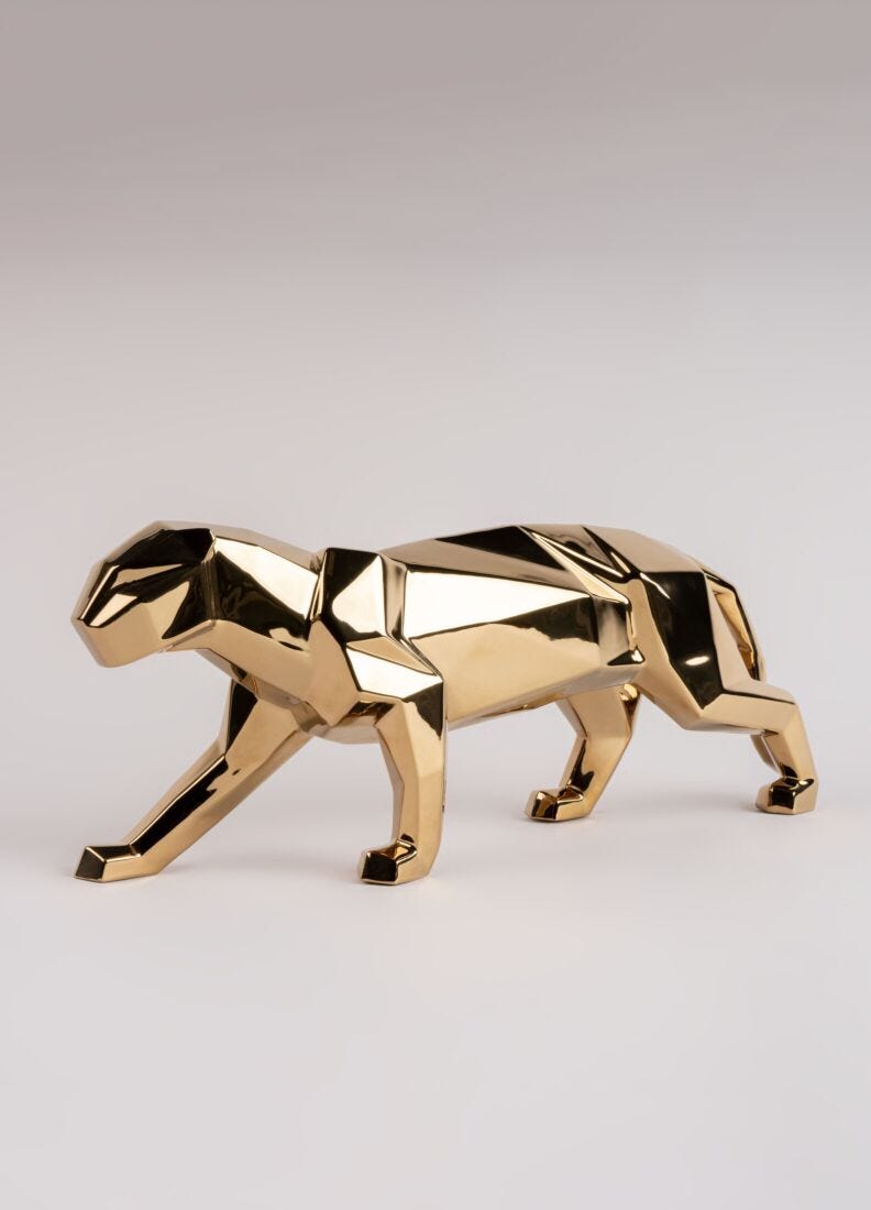 Lladro Panther (golden) Golden - Araco Interiors