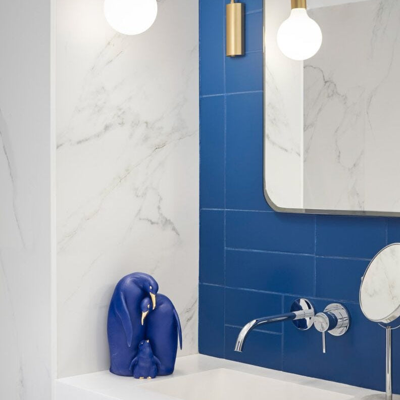 Lladro Penguin Family Blue & Gold - Araco Interiors