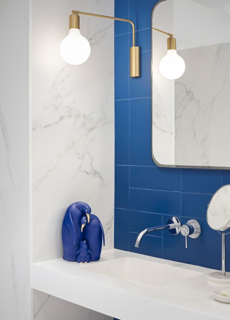 Lladro Penguin Family Blue & Gold - Araco Interiors