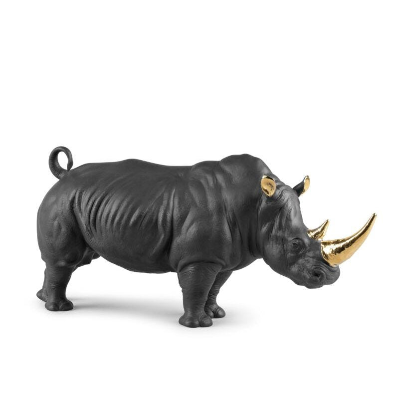 Lladro Rhino (black - gold) - Araco Interiors