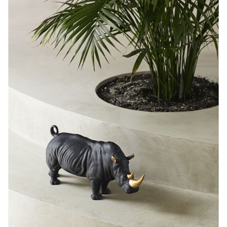 Lladro Rhino (black - gold) - Araco Interiors