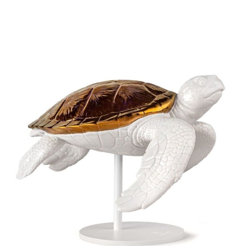 Lladro Sea turtle II (white - copper) White Copper - Araco Interiors