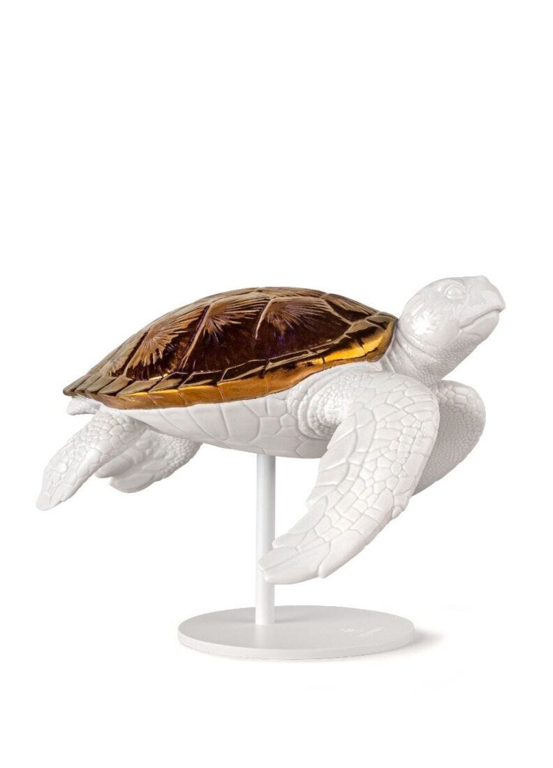 Lladro Sea turtle II (white - copper) White Copper - Araco Interiors