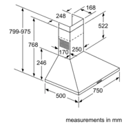 Neff D72PBC0N0B N 30 75cm Pyramid Hood Stainless Steel - Araco Interiors