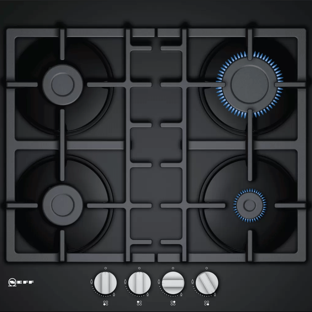 Neff T26CB49S0 N 50 60cm Gas Hob Black Glass - Araco Interiors