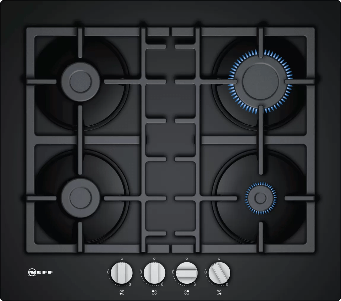 Neff T26CB49S0 N 50 60cm Gas Hob Black Glass - Araco Interiors