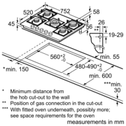 Neff T27CS59S0 N 70 75cm Gas Hob Black Glass - Araco Interiors