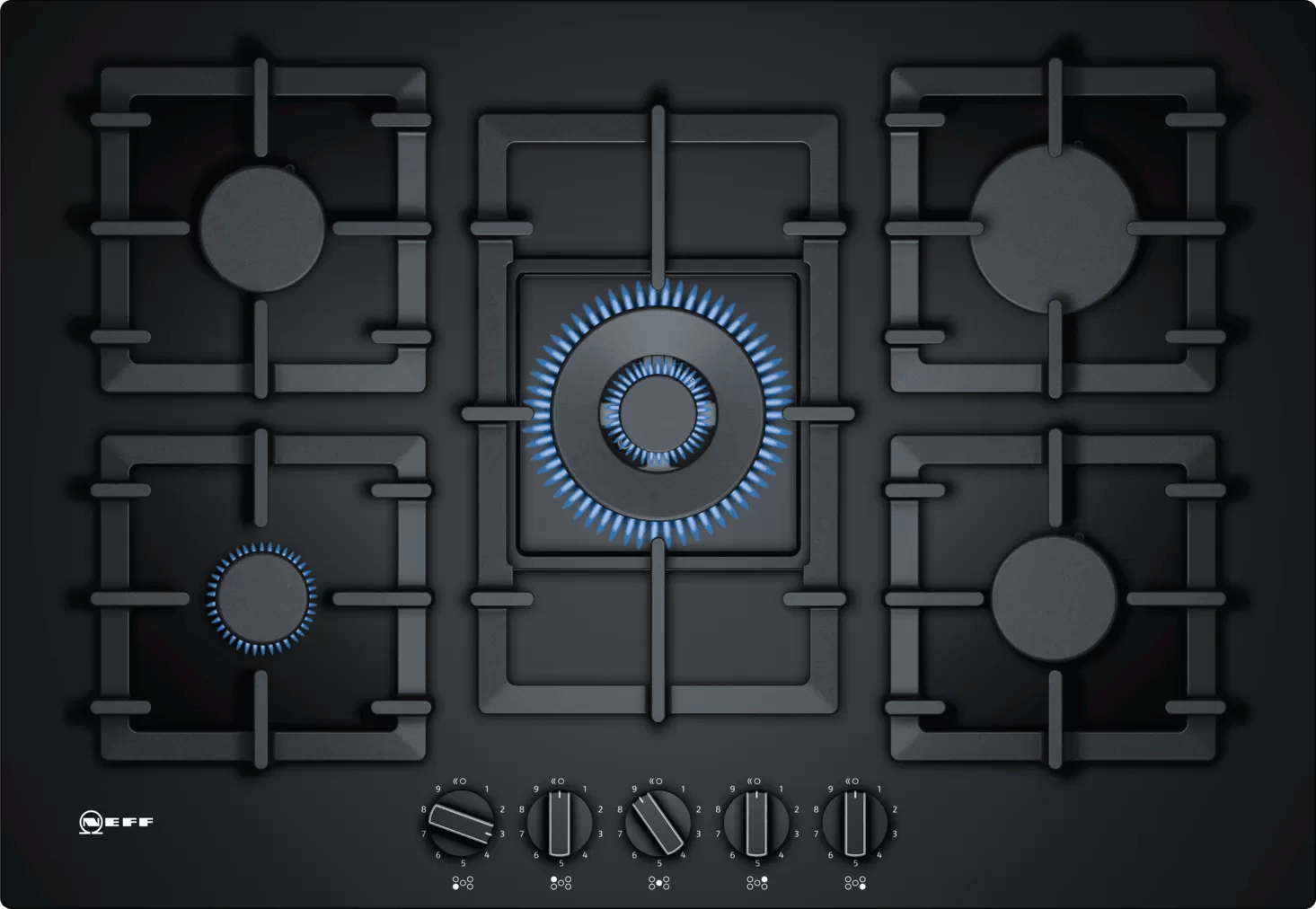Neff T27CS59S0 N 70 75cm Gas Hob Black Glass - Araco Interiors