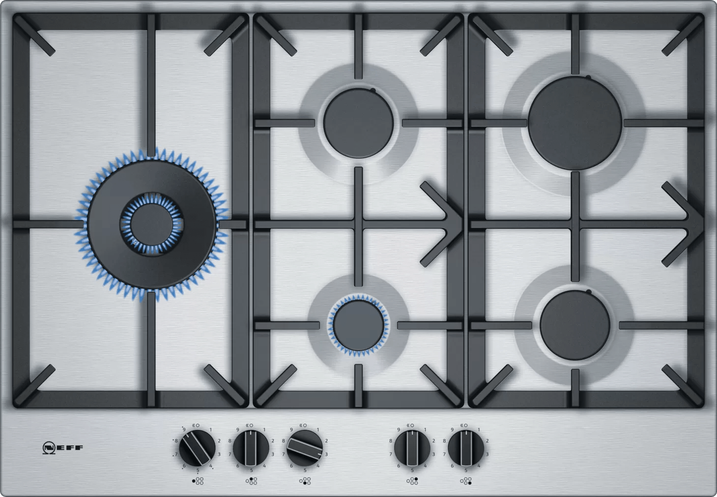 Neff T27DS79N0 N 70 75cm Gas Hob Stainless Steel - Araco Interiors