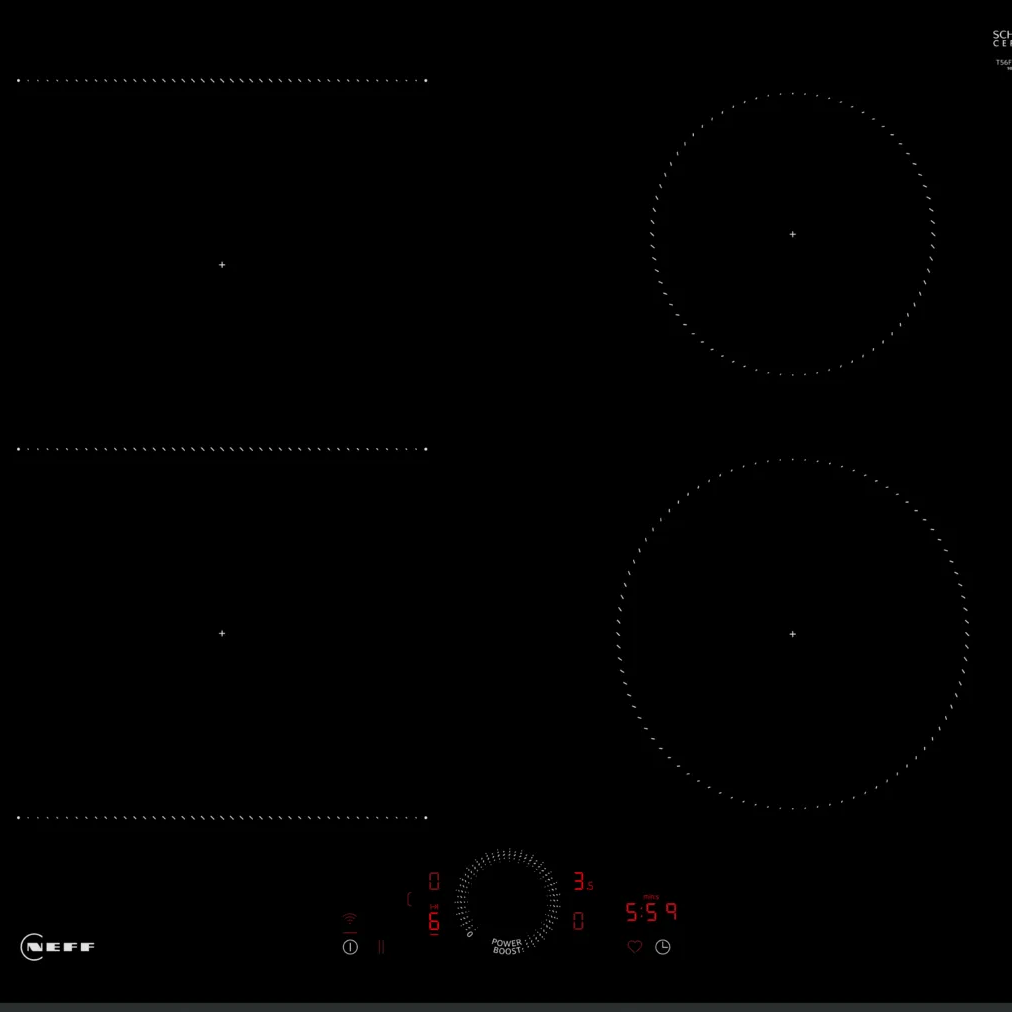 Neff T56FHS1L0 N 70 60cm Flex Induction Hob Black Glass - Araco Interiors