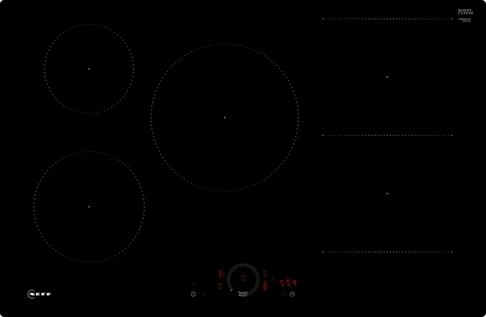 Neff T58PHW1L0 N 70 80cm Induction Hob Black Glass - Araco Interiors