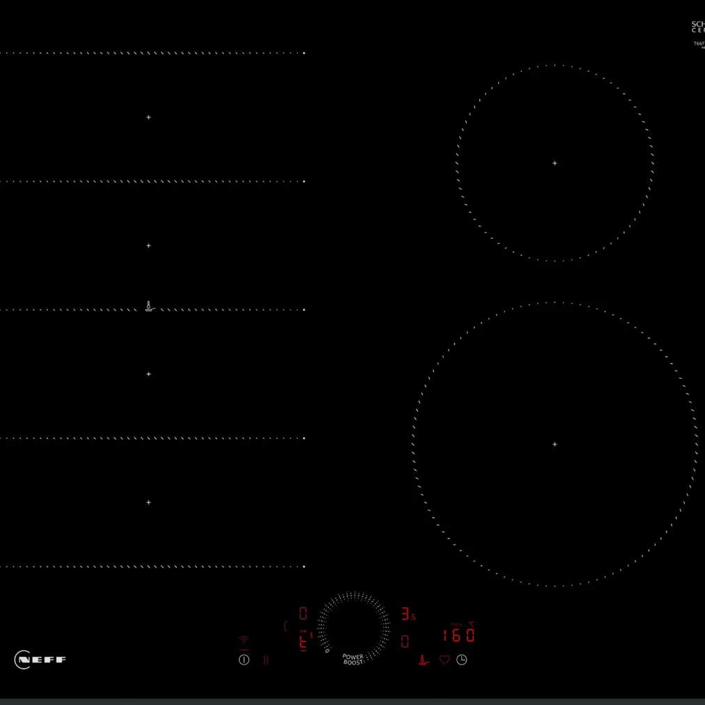 Neff T66FHE4L0 N 70 60cm Flex Induction Hob Black Glass - Araco Interiors