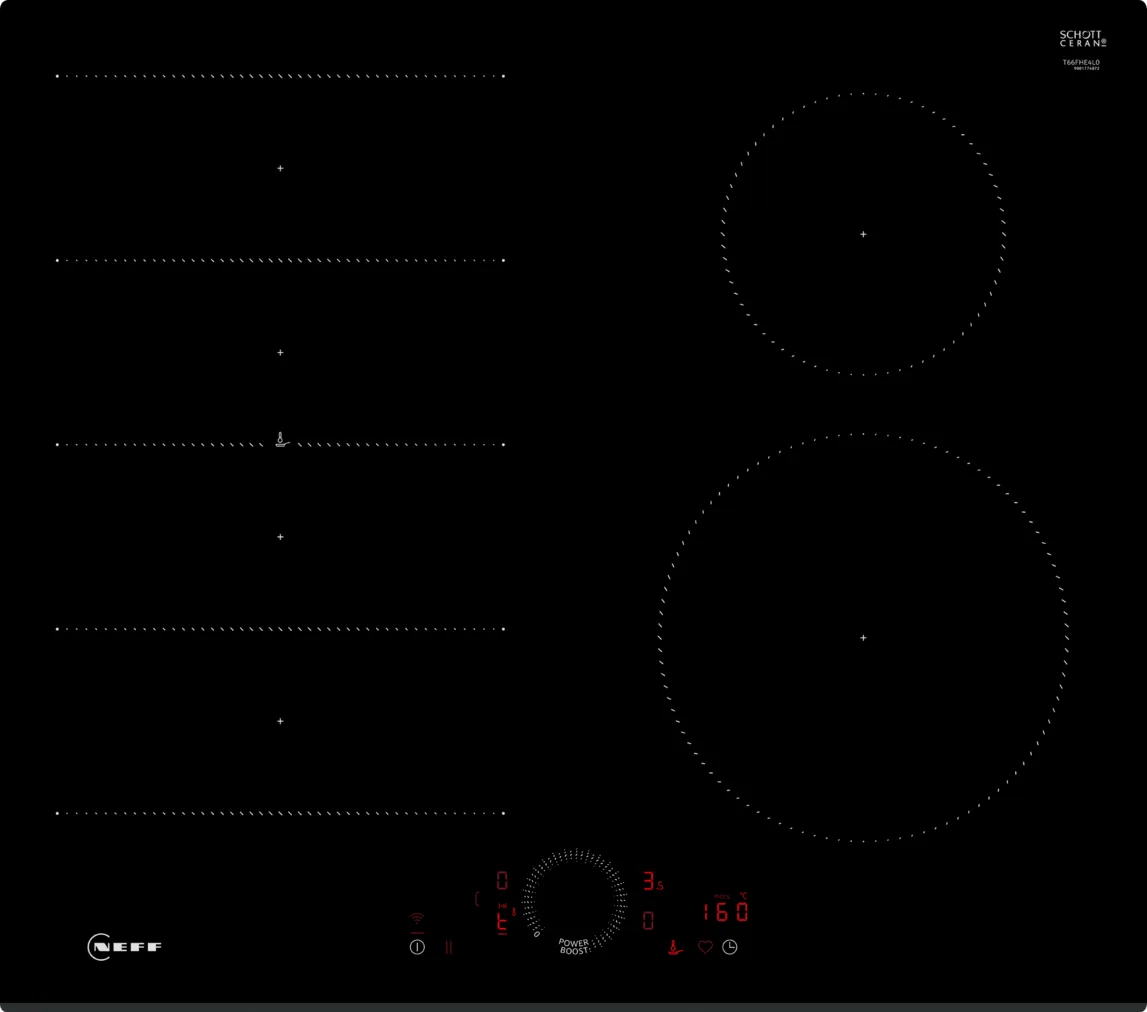 Neff T66FHE4L0 N 70 60cm Flex Induction Hob Black Glass - Araco Interiors