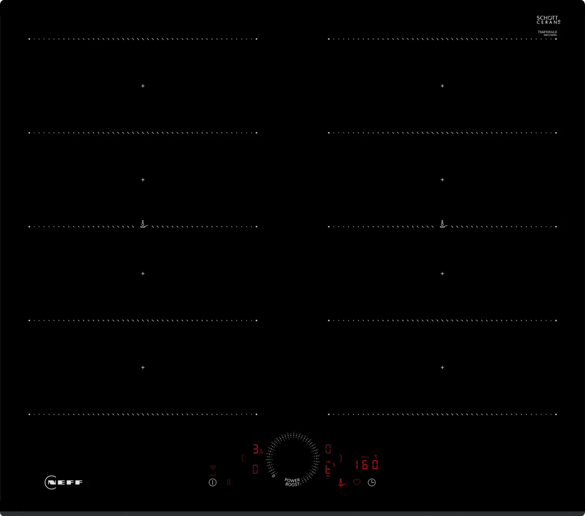 Neff T66FHX4L0 N 70 60cm Flex Induction Hob Black Glass - Araco Interiors