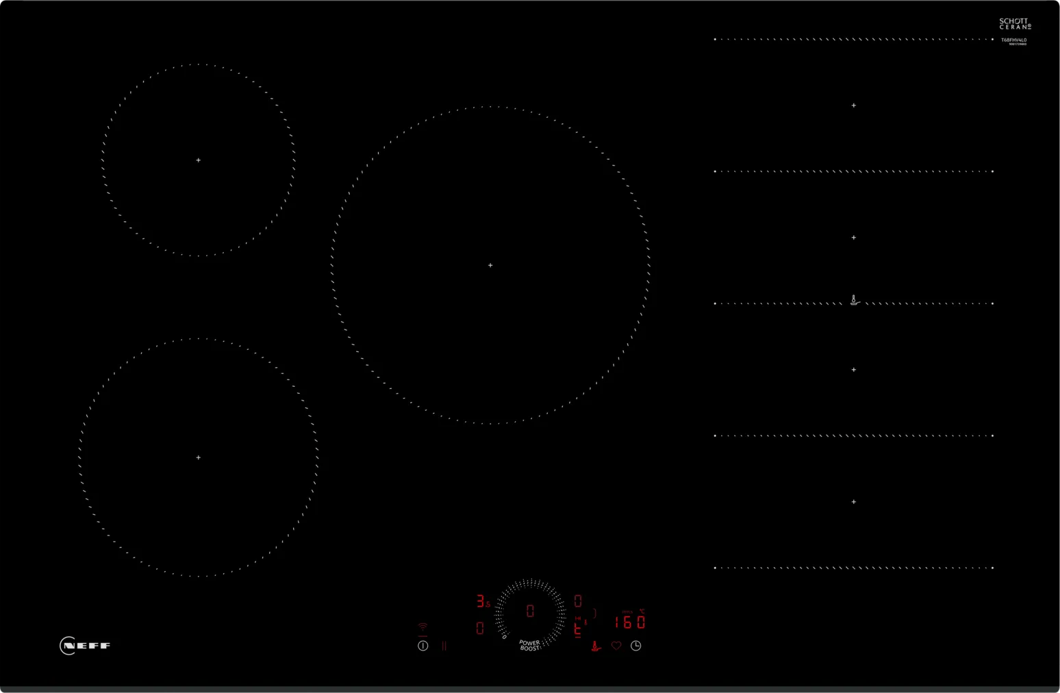 Neff T68FHV4L0 N 70 80cm Flex Induction Hob Black Glass - Araco Interiors