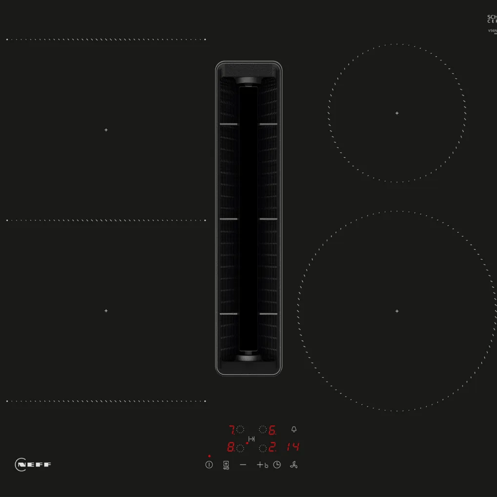 Neff V56NBS1L0 N 50 60cm Venting Hob Black Glass - Araco Interiors