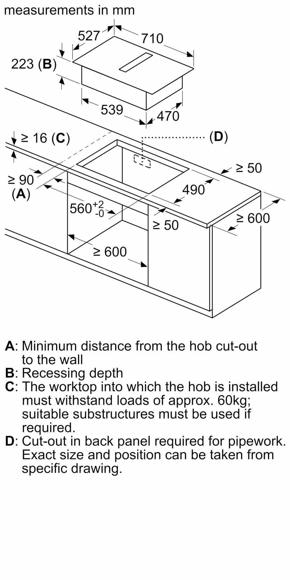 Neff V57THQ4L0 N 70 70cm Venting Hob Black Glass - Araco Interiors