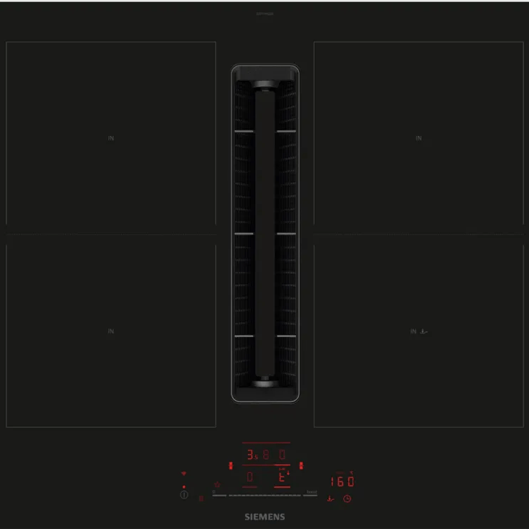 Siemens ED711HQ26E iQ500 70cm InductionAir Venting Hob Black Glass - Araco Interiors