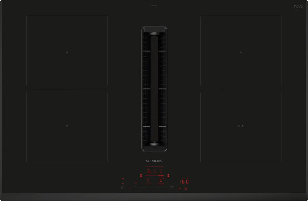 Siemens ED851HQ26E iQ500 80cm InductionAir Venting Hob Black Glass - Araco Interiors