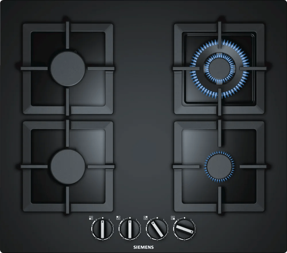 Siemens EP6A6HB20 iQ500 60cm Gas Hob Black Tempered Glass - Araco Interiors