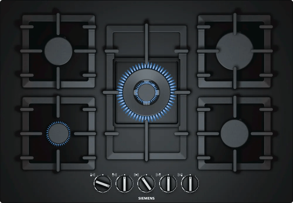 Siemens EP7A6QB90 iQ500 75cm Gas Hob Black Tempered Glass - Araco Interiors
