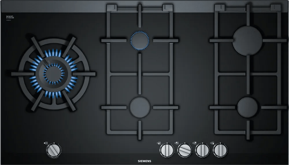 Siemens ER9A6SB70 iQ700 90cm Gas Hob Black Ceramic Glass - Araco Interiors