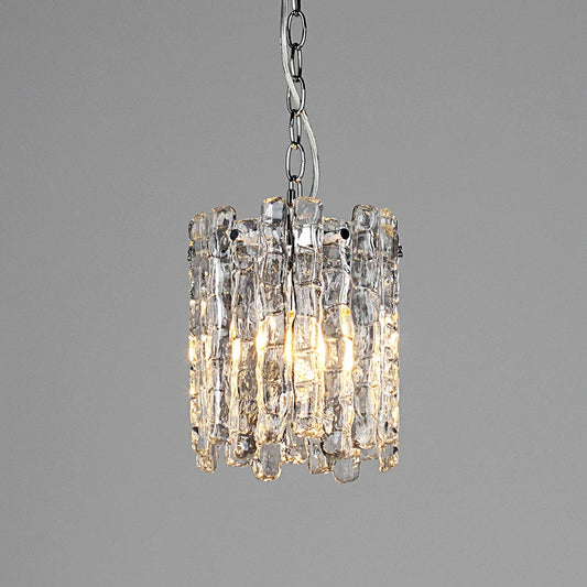 Araco Vintage Ice Glass Pendant Light Chrome