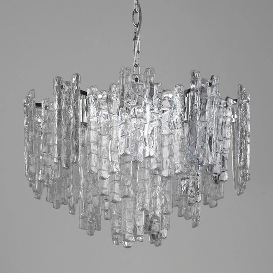 Araco Vintage Ice Glass Pendant Light Chrome