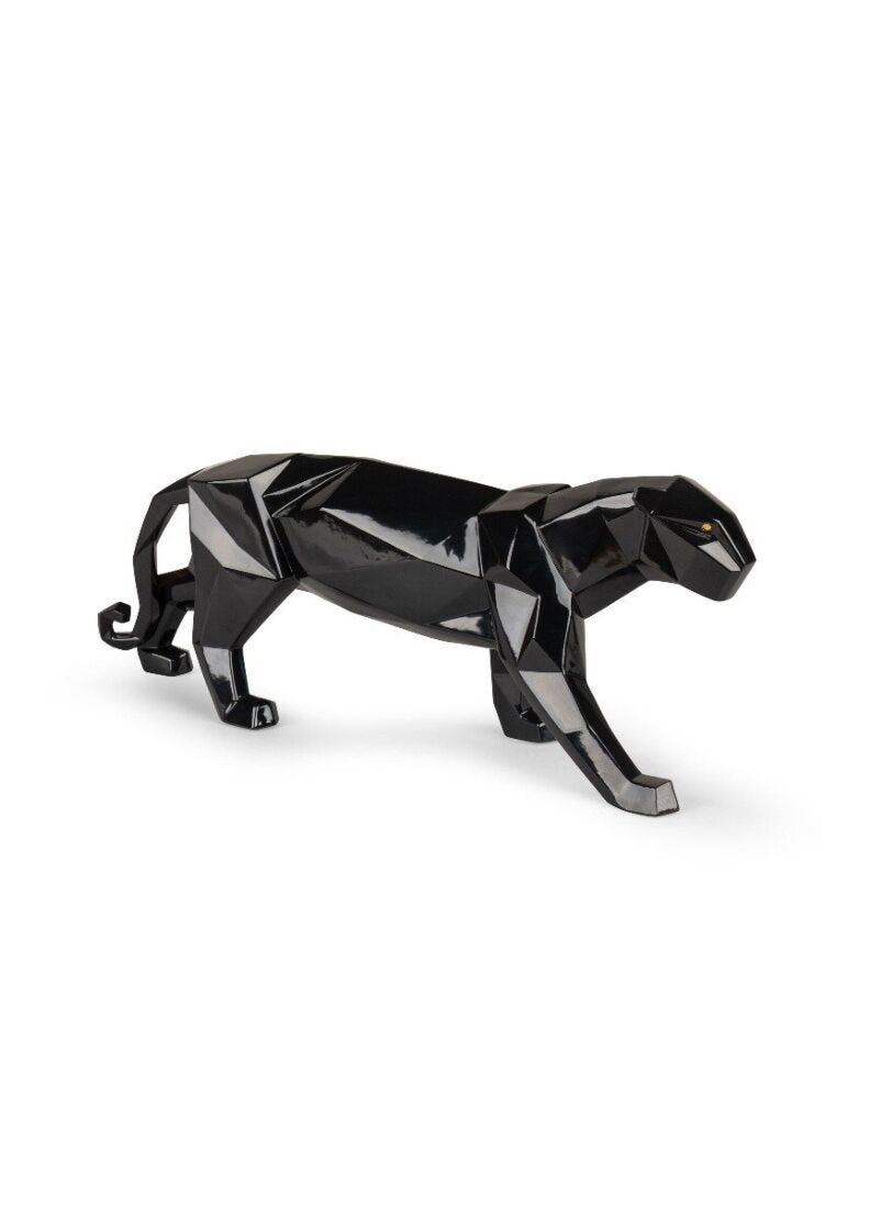 Lladro Panther  Glazed Black-0