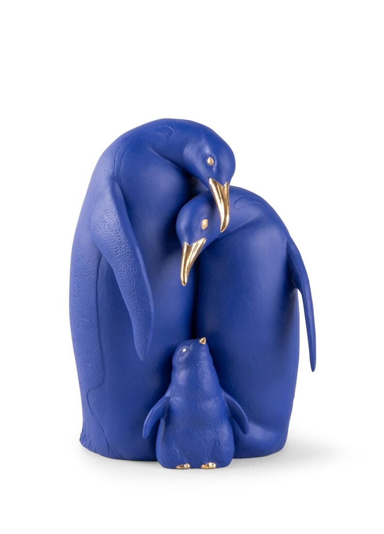 Lladro Penguin Family Blue & Gold-0