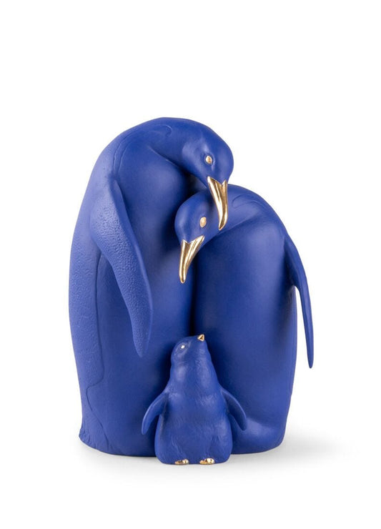 Lladro Penguin Family Blue & Gold-0