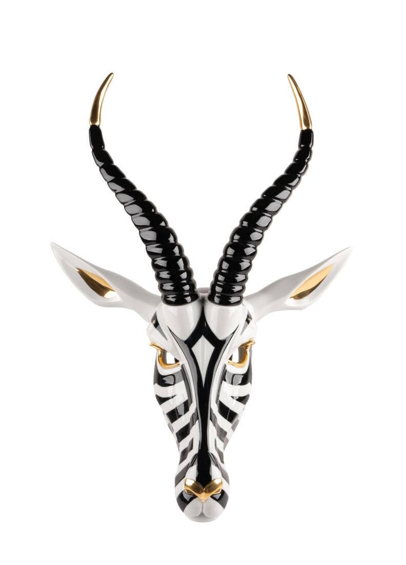 Lladro Antelope Mask Black & Gold-0