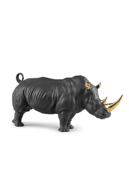 Lladro Rhino (black-gold)-0