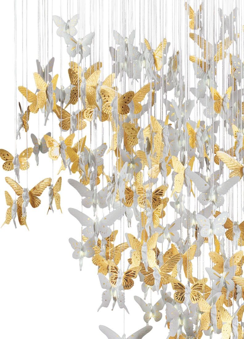 Lladro Niagara Chandelier 1.10m gold (CE/UK) Golden-1