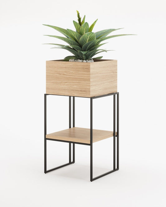 Laskasas ACHILES with shelf Planter & Pot Oak Veneer Matte-0