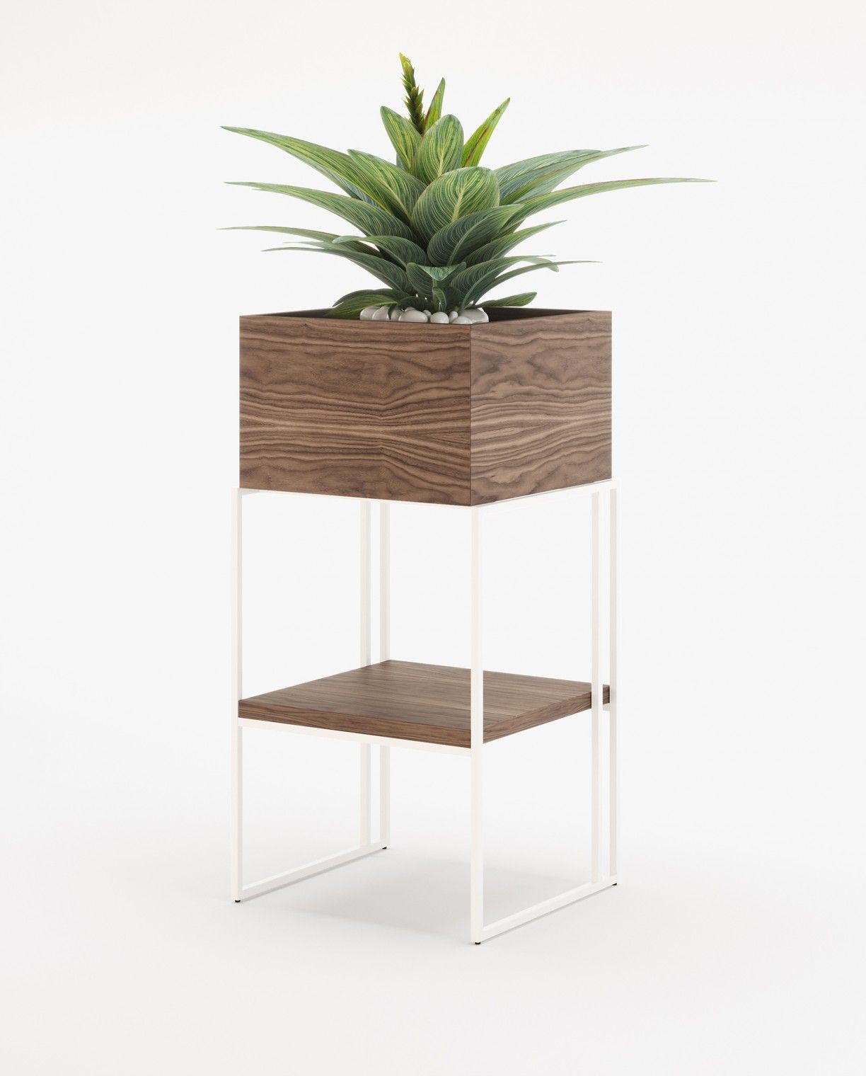 Laskasas ACHILES with shelf Planter & Pot Walnut Veneer Matte-0