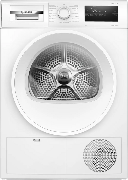 Bosch WTH85225GB Series 4  Heat Pump 8kg Freestanding Tumble Dryer White-0